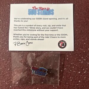 7 Brew 500th STAND PIN And THANK YOU Card- Limited Edition PROMO - SEALED
